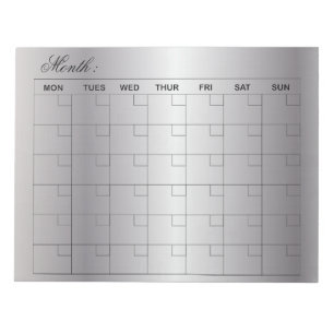 Eleganter Silver Monthly Kalender Planer Notizblock