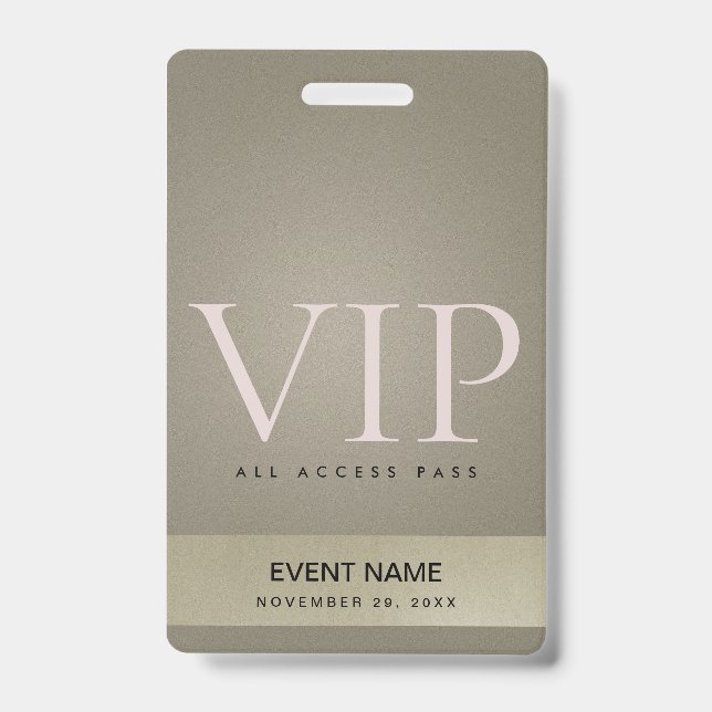 ELEGANTER SILVER PALE GOLD VIP EREIGNIS ACCESS PAS AUSWEIS (Vorderseite)