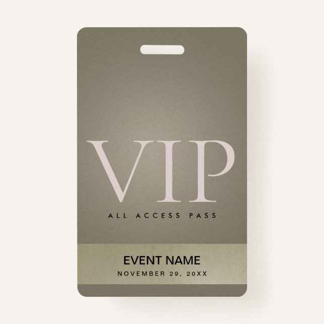 ELEGANTER SILVER PALE GOLD VIP EREIGNIS ACCESS PAS AUSWEIS (Vorderseite)