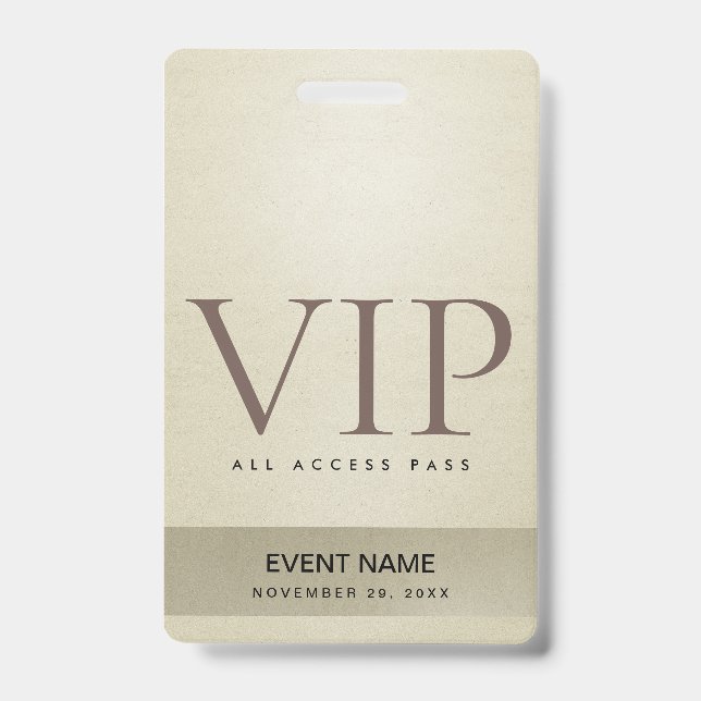 ELEGANTER SILVER PALE GOLD VIP EREIGNIS ACCESS PAS AUSWEIS (Vorderseite)