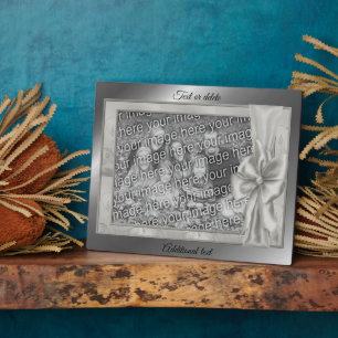 Eleganter Silver Satin Bow Erstellen Sie Ihr eigen Fotoplatte