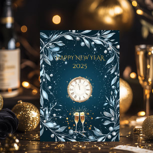 Eleganter Silver Silver und Aquamarin Mitternacht Einladung