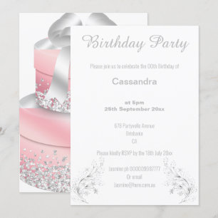 ELEGANTER SILVER UND WEISSER GLITZER GEBURTSTAG EINLADUNG
