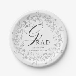 Eleganter Silver Wildblume Wreath Abschluss Pappteller