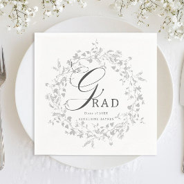 Eleganter Silver Wildblume Wreath Abschluss Serviette