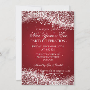 Eleganter Silvester Funkelwelle Rot Einladung