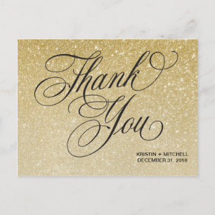 Eleganter Silvester Wedding Vielen Dank Postcard Postkarte