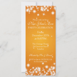 Eleganter Silvester Winter Sparkle Orange Einladung