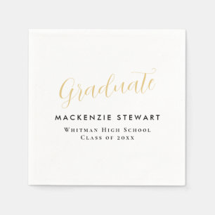 Eleganter Simple Gold Script Abschluss White Serviette