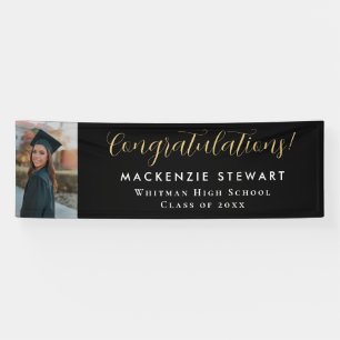Eleganter Simple Gold Script Foto Abschluss Banner