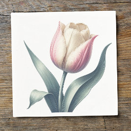Eleganter Single Rosa Tulip Blume Serviette