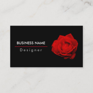 Eleganter Single Rote Rose Blume Schwarz Weiß Visitenkarte