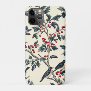 Eleganter Singvogel Winter-Holly-Cream-Rot-Muster Case-Mate iPhone Hülle