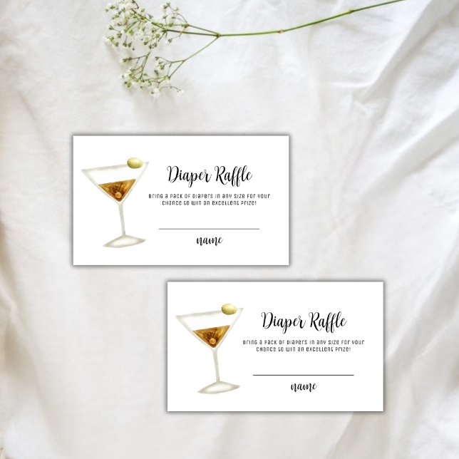 Eleganter Sip Siehe Martini Diaper Raffle Baby Dus Begleitkarte (Elegant Sip See Martini Diaper Raffle Baby Shower Enclosure Card)
