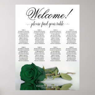 Eleganter Sitzplan für 8 Tische mit Smaragdgrüner Poster
