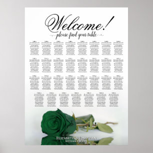 Eleganter Sitzplan Tisch Emerald Green Rose für 31 Poster