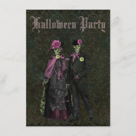 Eleganter Skelett-Shabby Chic-Damast Halloween Einladung