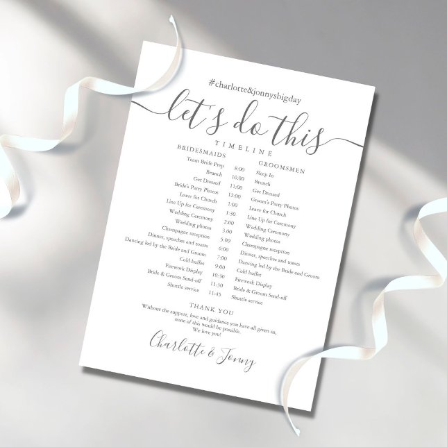 Eleganter Skript-Hochzeitsplan Zeitachse Programm (Von Creator hochgeladen)