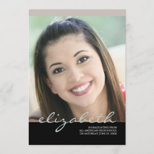 Eleganter Skript-Namen-Absolvent: Champagne Einladung