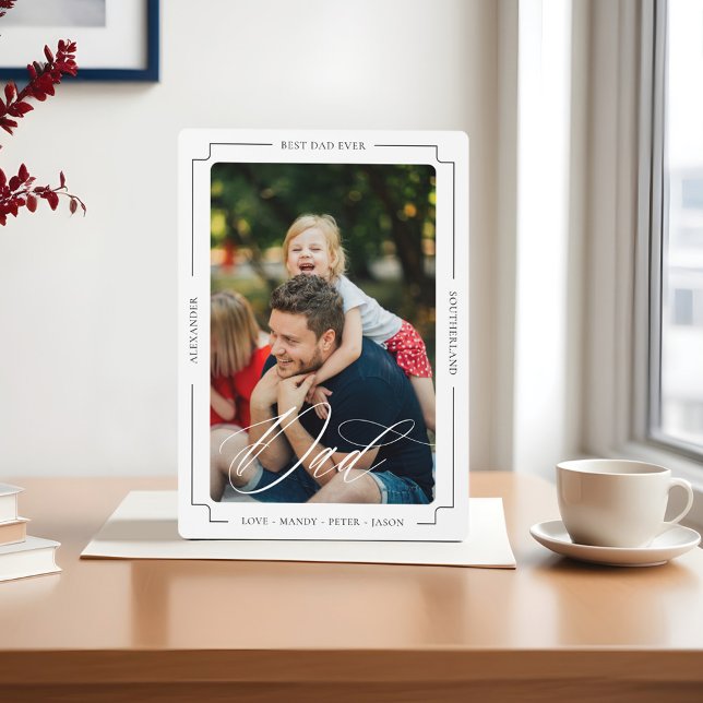 Eleganter Skriptbester Vater je benutzerdefinierte Fotoplatte (Elegant Script Best Dad Ever Custom Photo Keepsake Plaque)