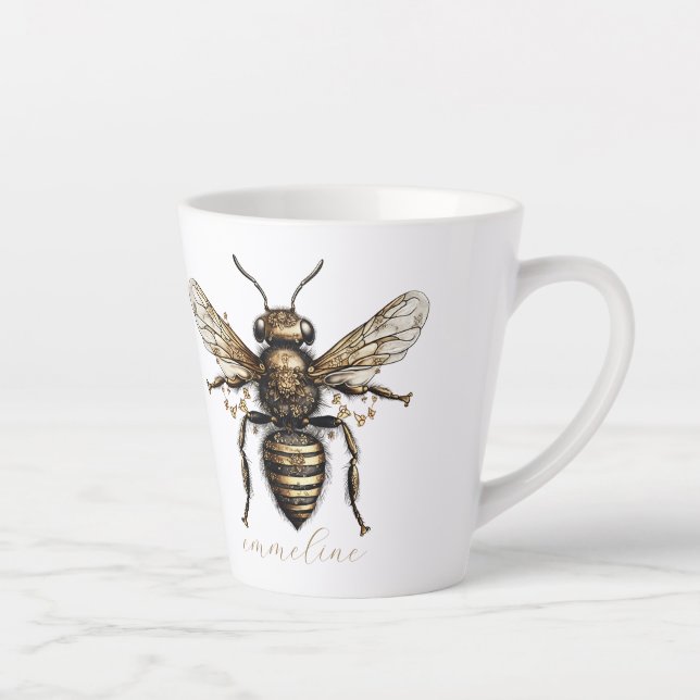 Eleganter Skriptname Golden Bee Milchtasse (Rechts)