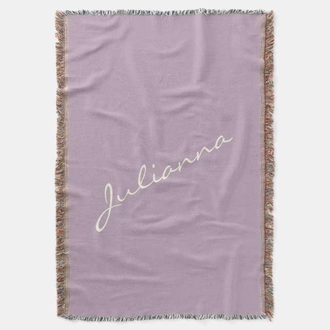 Eleganter Skriptname Lavender Minimalistisch Custo Decke (Vorderseite Vertikal)