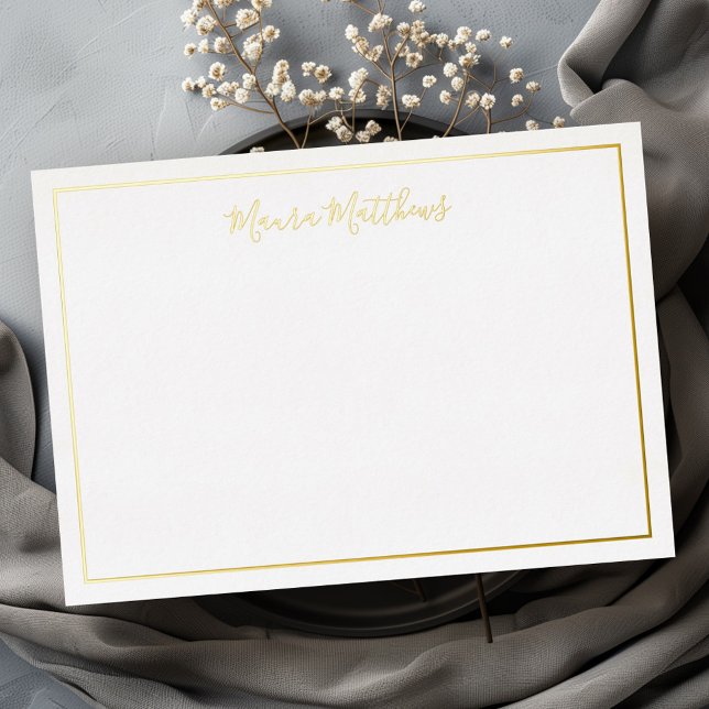 Eleganter Skriptname Silbergold-Silberfolienkarte Folieneinladung (Elegant script name silver gold foil note card)