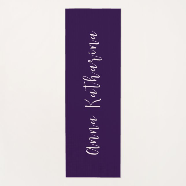 Eleganter Skriptname Solid Deep Violet Yogamatte (Vorderseite)