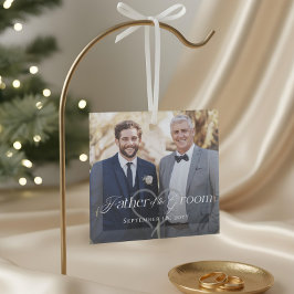 Eleganter Skriptvater des Groom-Fotos Keepake Ornament Aus Glas