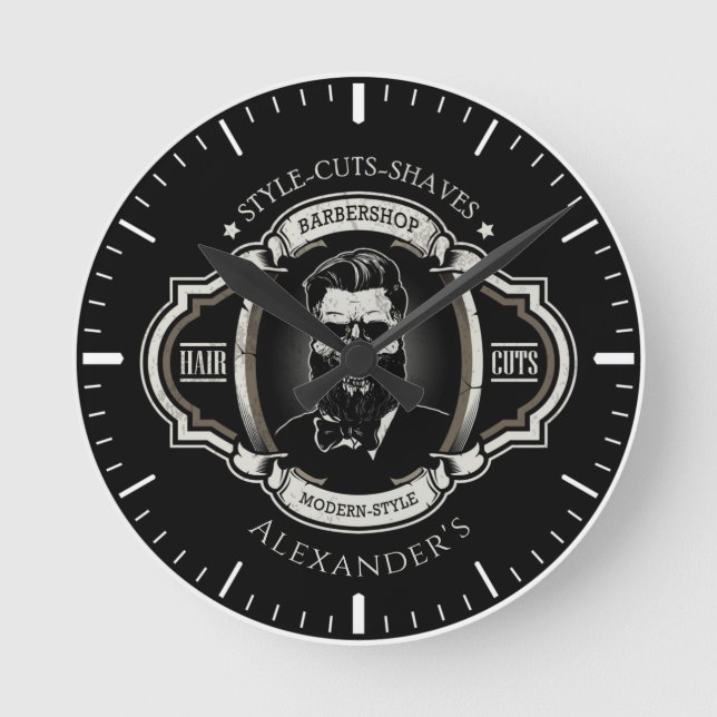 Eleganter Skull personalize Round Clock Runde Wanduhr (Vorderseite)