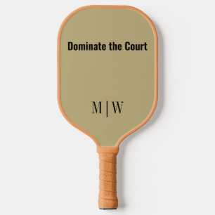 Eleganter Slogan Sand Ecru & Black Modernes Mono Pickleball Schläger