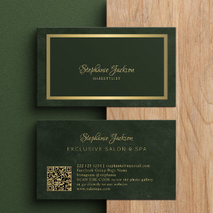 Eleganter Smaragdgrün und Gold QR-Code Luxus Visitenkarte