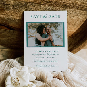 Eleganter Smaragdgrüner Bilderrahmen Hochzeit Save The Date