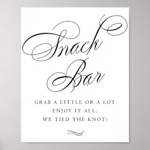 Eleganter Snack Bar Black Calligraphy   Chic Table Poster