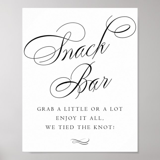 Eleganter Snack Bar Black Calligraphy | Chic Table Poster (Vorne)