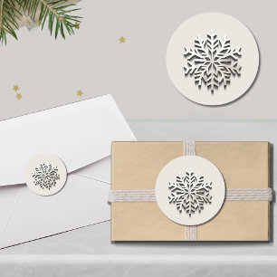 Eleganter Snowflake Holiday Round Sticker