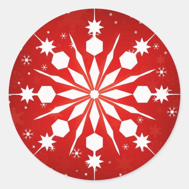 Eleganter Snowflake Weihnachten Merry Winter Runder Aufkleber (Vorderseite)
