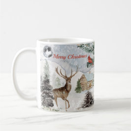 Eleganter Snowy Winter Wonderland Roter Kardinal Kaffeetasse