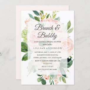 Eleganter Soft Peach Bloom Brunch und Bubbly Einladung