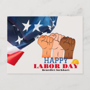 Eleganter Solidarity Worker Labour Day mit US-Flag Postkarte