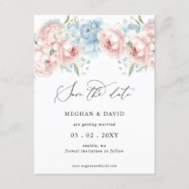 Eleganter Sommer Blush Bloral Save the Date Ankündigungspostkarte