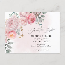 Eleganter Sommer Blush Bloral Save the Date Ankündigungspostkarte