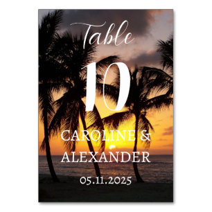 Eleganter Sommer Sonnenuntergang Küste Tropisches  Tischnummer