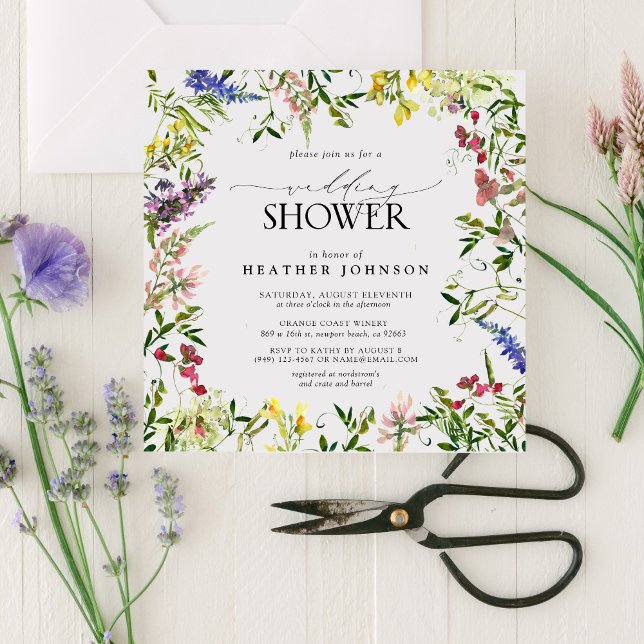 Eleganter Sommer Wildblume Blumenkohl Polterabend Einladung (Wildflower Whispers: Celebrate Love at Our Bridal Shower)