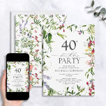 Eleganter Sommer Wildblume Wasserfarbe 40. Geburts Einladung<br><div class="desc">Sie möchten einen bleibenden Eindruck bei Ihren Gästen machen? Stellen Sie sicher, dass Ihre 40. Geburtstagsfeier eine ist, die Sie sich mit dieser eleganten Summer Wildblume Watercolor 40. Geburtstagseinladung erinnern werden. Mit lebendigen Aquarellfarben-Wildblumen und moderner handgeschriebener Kalligraphie fügen diese Einladungen Ihrem großen Tag eine Touch der Eleganz hinzu. Die Rückseite...</div>
