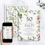 Eleganter Sommer Wildblume Wasserfarbe 50. Geburts Einladung<br><div class="desc">Sie möchten einen bleibenden Eindruck bei Ihren Gästen machen? Stellen Sie sicher, dass Ihre 50. Geburtstagsfeier eine ist, die Sie sich mit dieser eleganten Summer Wildblume Watercolor 50. Geburtstagseinladung erinnern werden. Mit lebendigen Aquarellfarben-Wildblumen und moderner handgeschriebener Kalligraphie fügen diese Einladungen Ihrem großen Tag eine Touch der Eleganz hinzu. Die Rückseite...</div>
