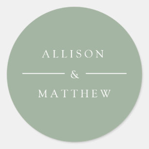 eleganter sommergrüner Hochzeitsaufkleber Runder Aufkleber