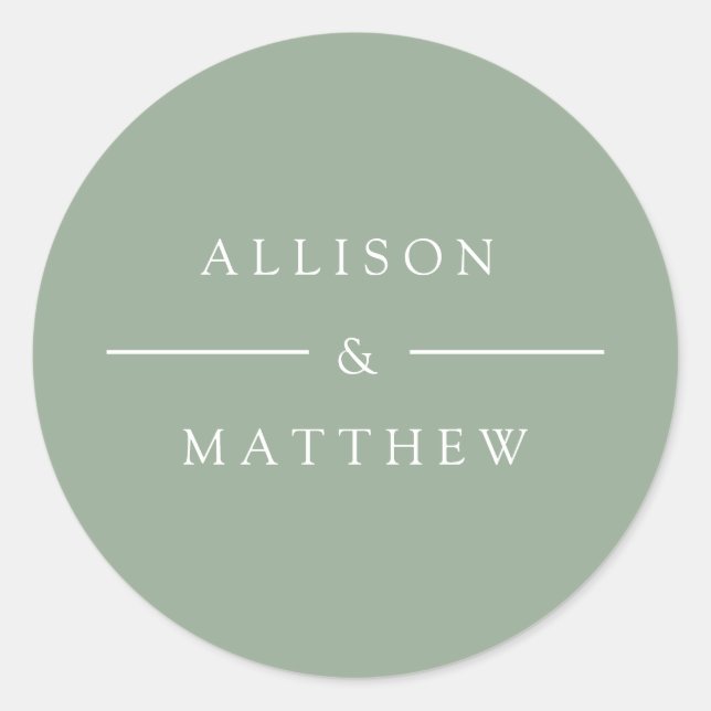 eleganter sommergrüner Hochzeitsaufkleber Runder Aufkleber (Vorderseite)