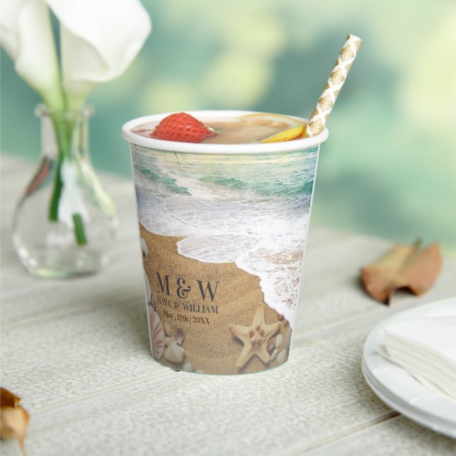 Eleganter Sonnenschein und Blue Ocean Beach Pappbecher (In Situ)