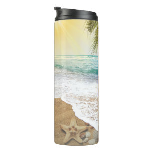 Eleganter Sonnenschein und Blue Ocean Beach Thermosbecher